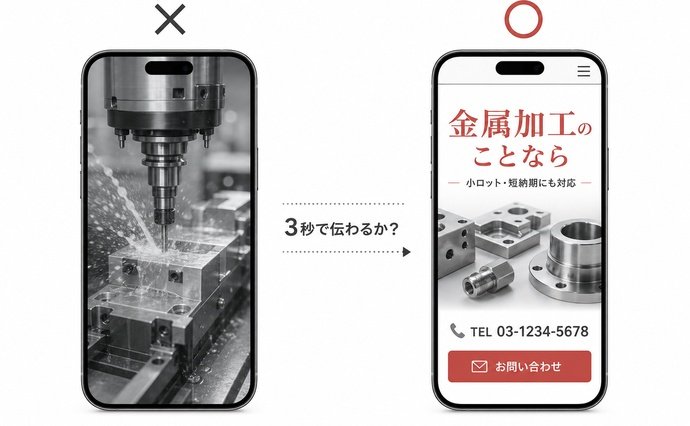 ファーストビューの良い例・悪い例を並べた図解