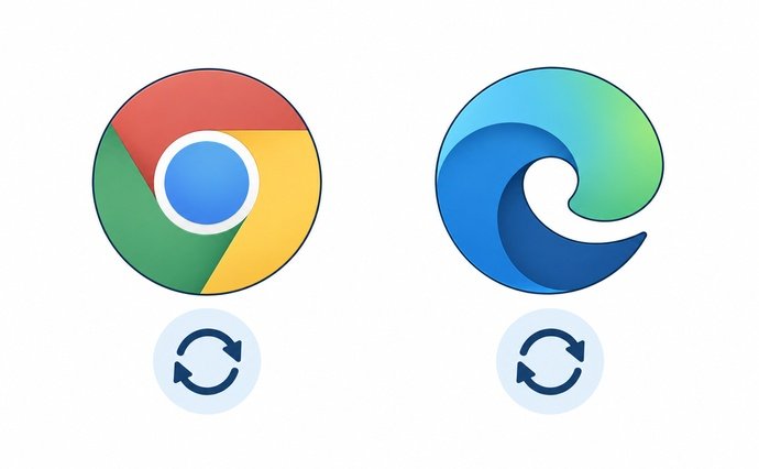 Chrome（左側）とEdge（右側）のアイコン